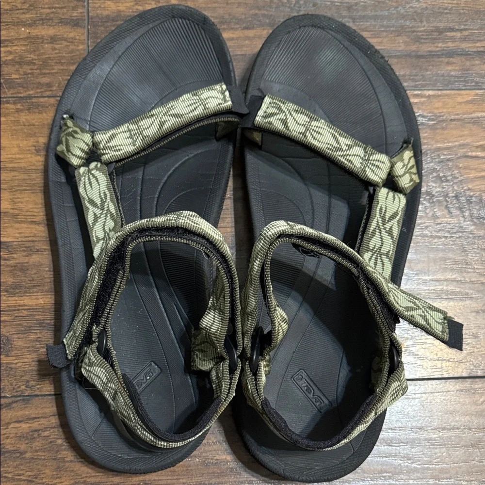 Teva Olive and Black Patterned Sandals